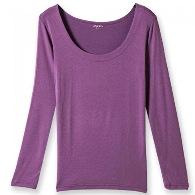 發熱衣 發熱長袖U領衫(女) 紫色 MORINO