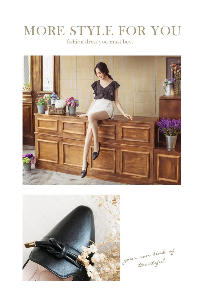 Ann’S打造知性品味-頂級小羊皮單結低跟包鞋-黑