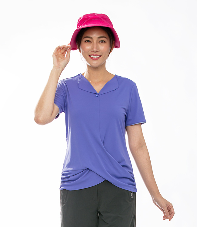 【ATUNAS 歐都納】女款防曬吸溼排汗涼感短袖翻領衫A1-P1923W紫