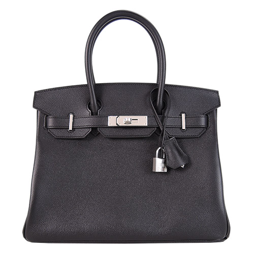 HERMES BIRKIN Epson防刮牛皮柏金包(30CM/黑89/銀釦)