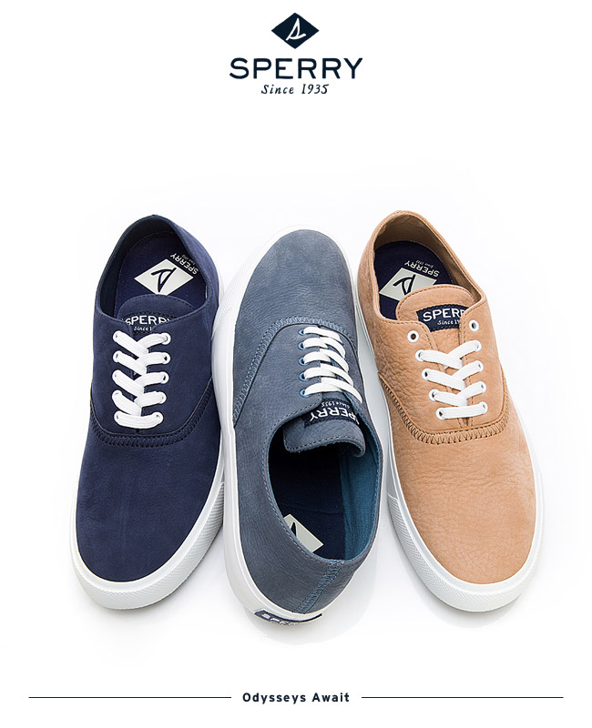 SPERRY 玩色魅力輕量牛皮休閒鞋(男)-土耳其藍