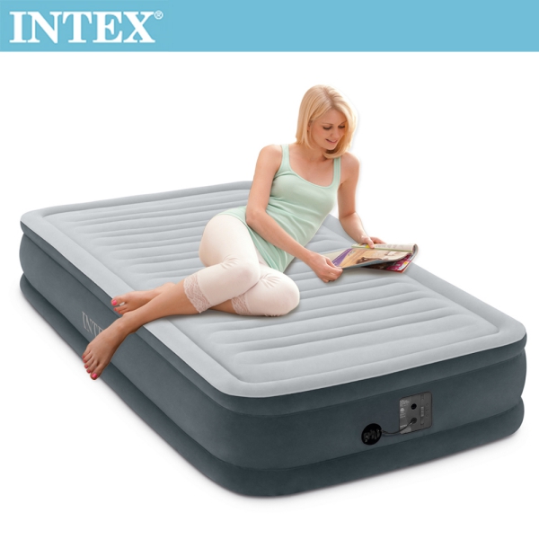 INTEX 豪華型橫條內建電動幫浦充氣床-單人99cm(67765)
