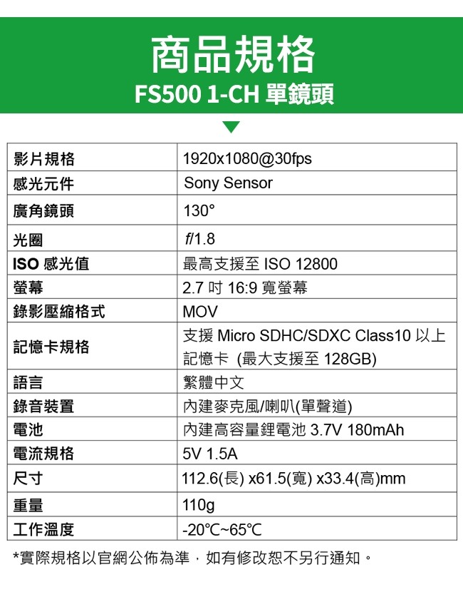 DOD FS500 1-CH行車紀錄器1080P含GPS固定測速