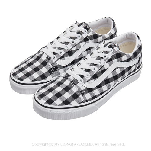 (女)VANS Old Skool 經典格紋休閒鞋*黑白