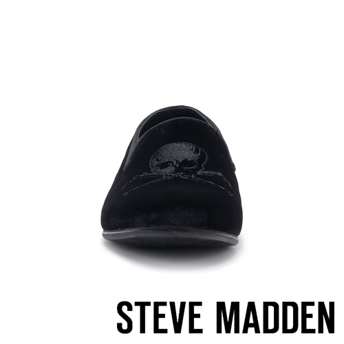 STEVE MADDEN-CRANIUM絨面骷髏男士懶人鞋-絨黑