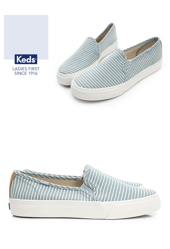 Keds DOUBLE DECKER 海洋風條紋休閒便鞋-藍