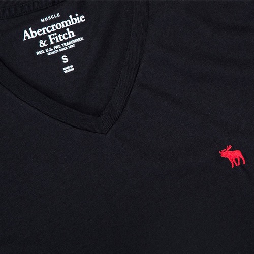 麋鹿 AF A&F 經典電繡麋鹿標誌素面短袖T恤-黑色