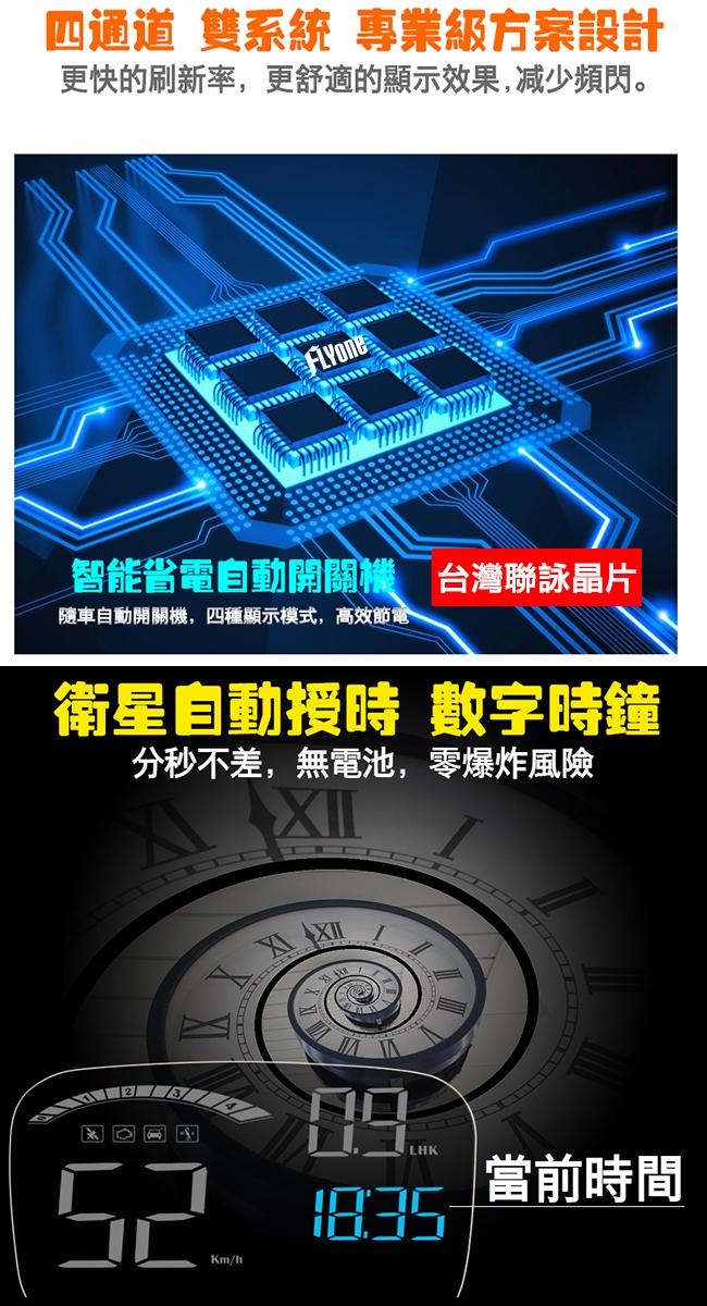 FLYone C800 HUD OBD2/GPS 雙系統多功能汽車抬頭顯示器-自
