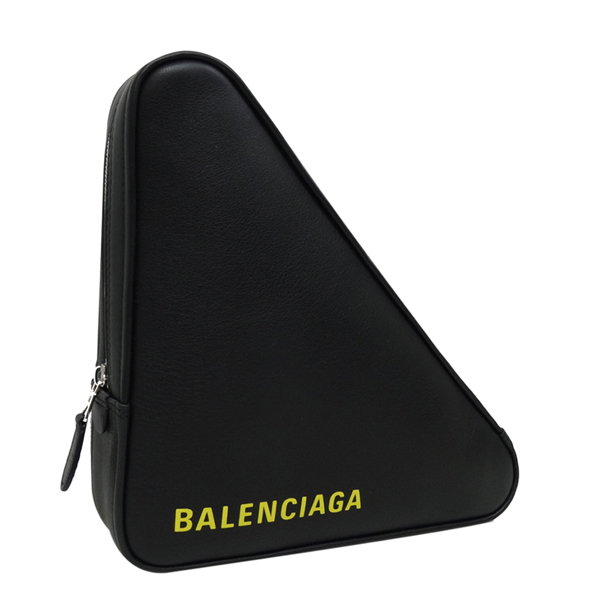 BALENCIAGA 小牛皮手拿收納包(黑色黃字)