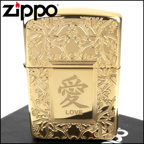 ZIPPO 美系~Chinese Love-愛-花紋圖案深刻(ARMOR裝甲)