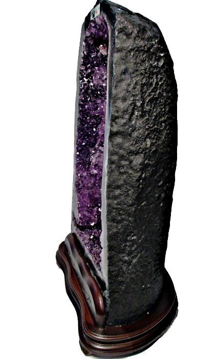 紅運當家 巴西天然紫水晶洞(淨重14.36公斤)+木座 贈天然圓球(直徑 5公分)1顆