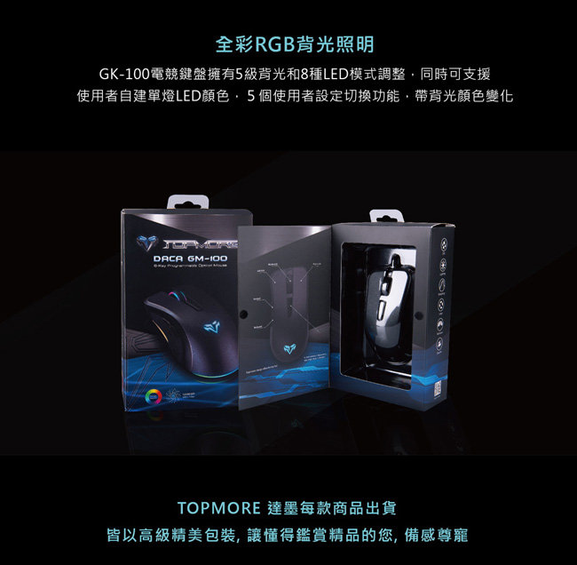 達墨 TOPMORE 專業級遊戲電競滑鼠 DACA GM-100