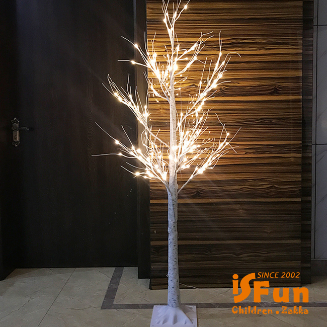 iSFun 雪白樺樹 花藝聖誕新春樹木情境景觀燈90cm