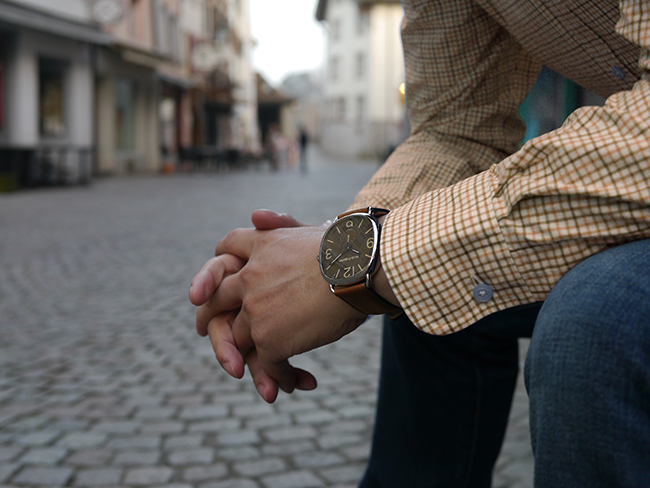 Hush Puppies 1958系列 復刻經典腕錶-棕 /44*44mm