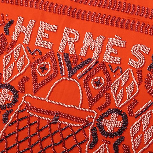 HERMES經典凱利包圖騰真絲披肩方型大絲巾圍巾-橘色