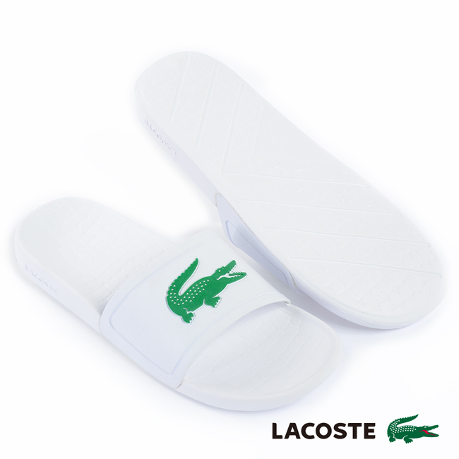 LACOSTE 女用休閒拖鞋-白色