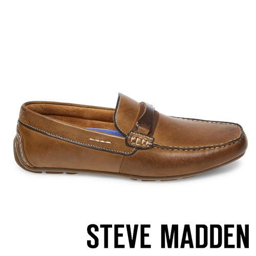 STEVE MADDEN-GARTER 真皮男士雅痞懶人鞋-咖啡