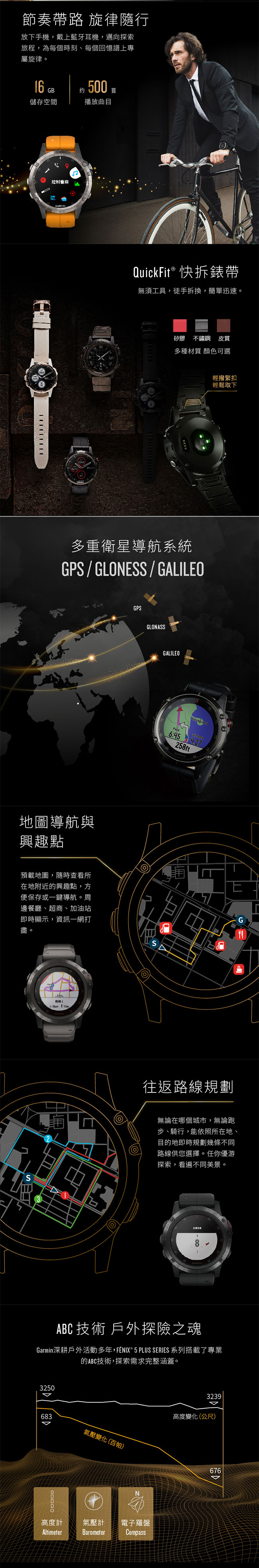 GARMIN fenix 5S Plus 行動支付音樂GPS複合式心率腕錶