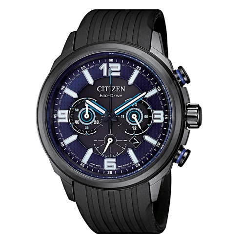 CITIZEN 簡約風格光動能三眼計時錶-CA4385-12E