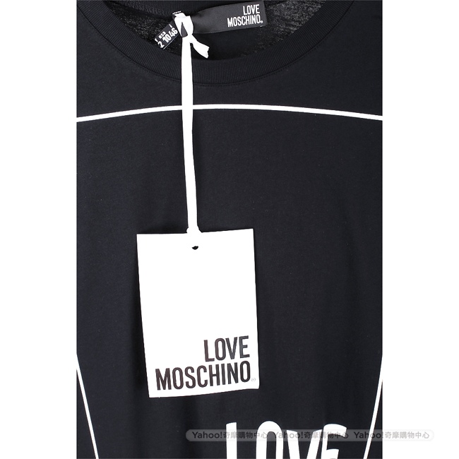 LOVE MOSCHINO 方框字母黑色寬版棉質T恤