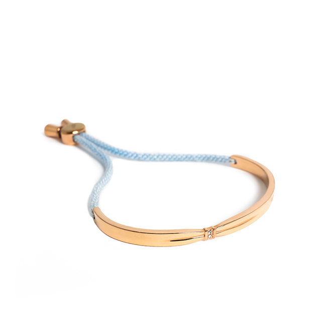 agnes b. 玫瑰金女性手環棉繩(藍)