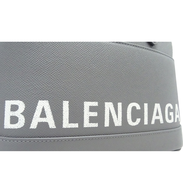 BALENCIAGA 牛皮艾瑪包手提斜背兩用(灰色白字)