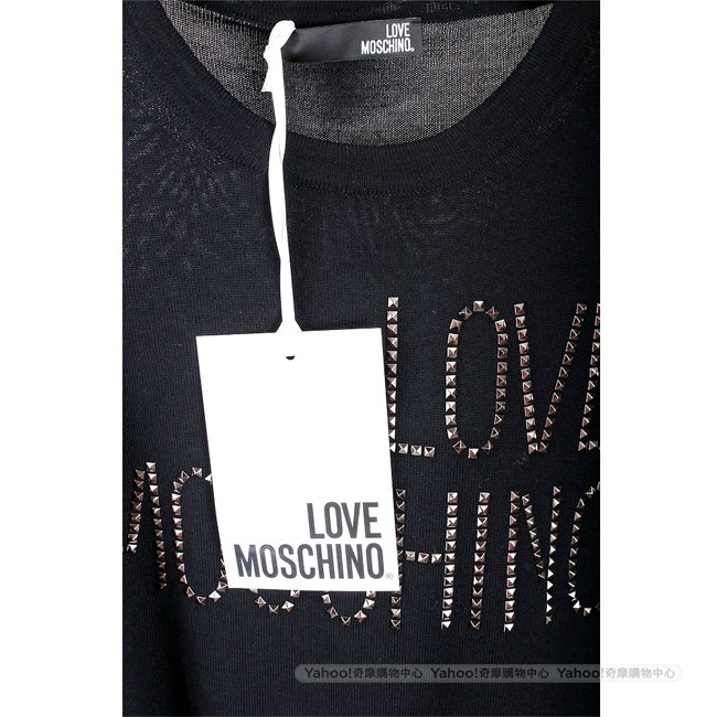 LOVE MOSCHINO 鉚釘字母黑色針織羊毛衫