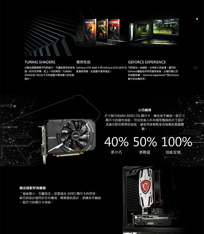 MSI微星 GeForce GTX 1660 Ti AERO ITX 6G OC 顯示卡