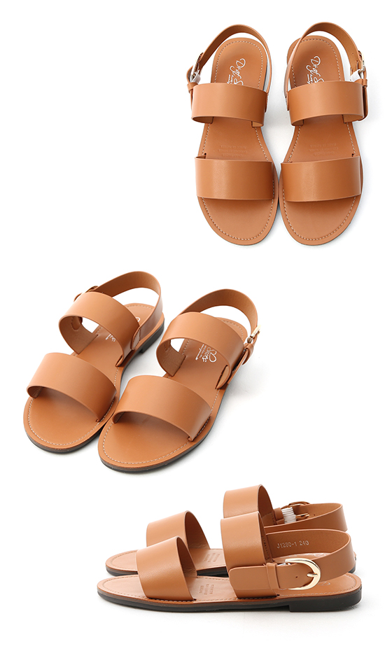 D AF 夏日潮流．寬版一字平底涼鞋＊棕