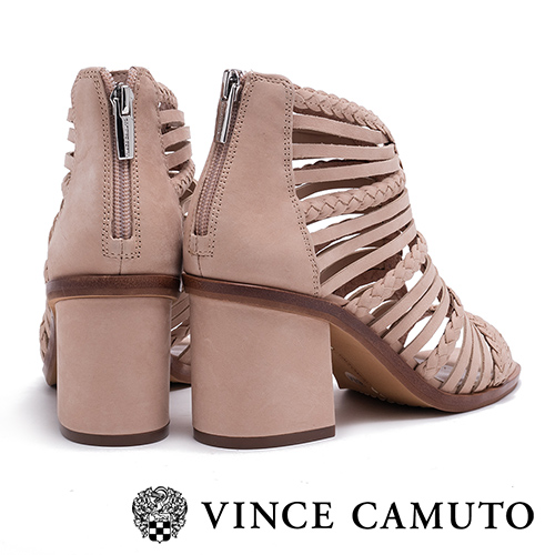 VINCE CAMUTO 優雅編織簍空粗高跟涼鞋-粉色