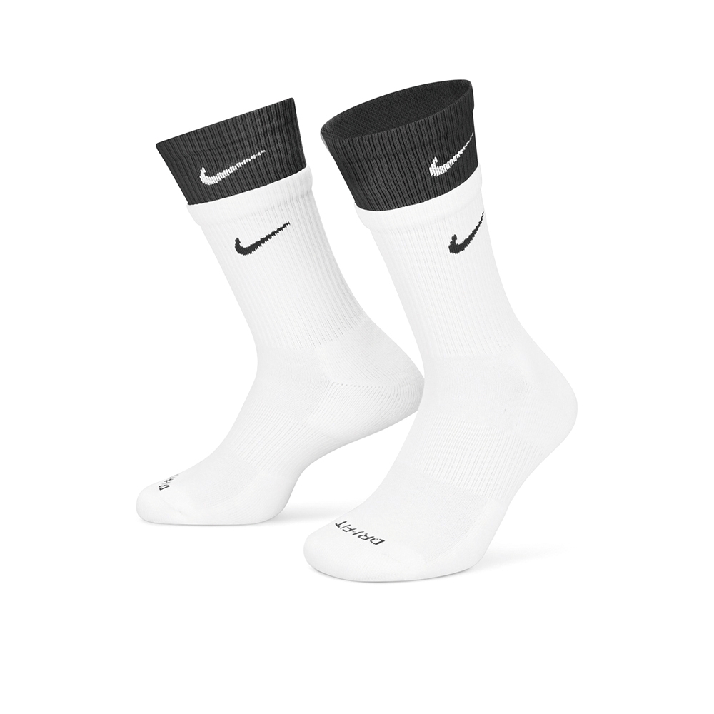 Nike Everyday Plus Cushioned 黑白雙層長襪(一組2雙) 透氣緩震機能襪