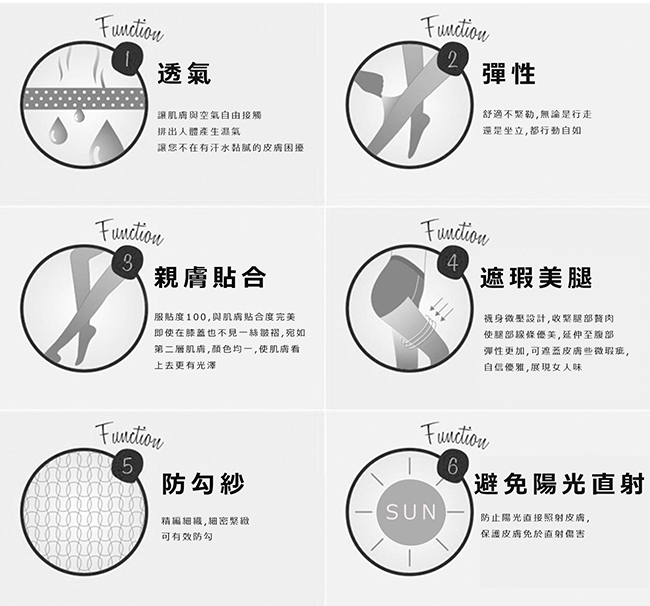 萊卡輕塑力-腹部加強絲襪-6入優惠組