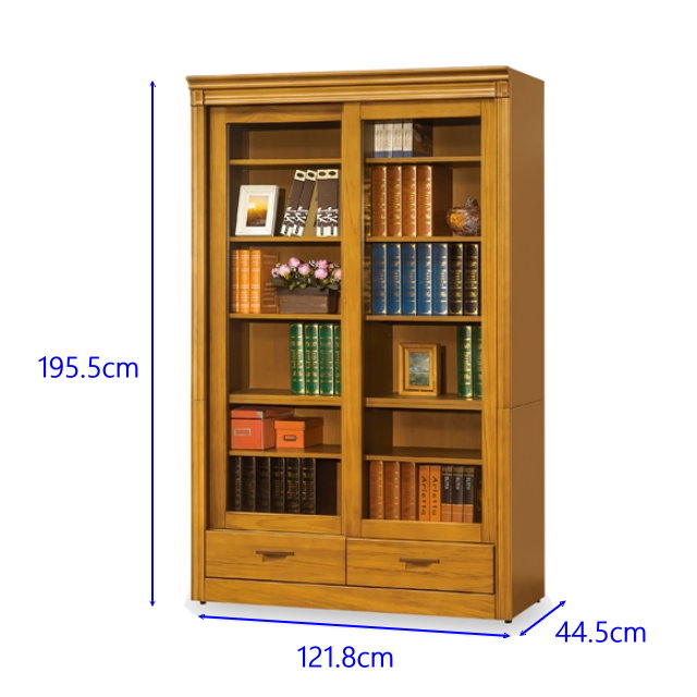 MUNA艾拉香檜4尺下抽推門書櫃121.8X44.5X195.5cm