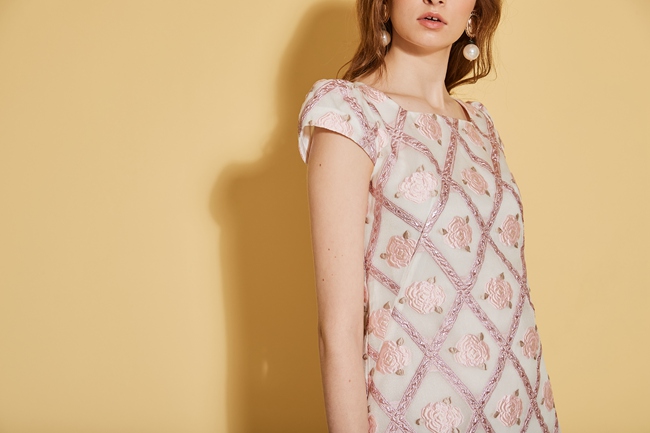 Haute Couture 高定系 進口3D提花精緻禮服洋裝-玫瑰粉金