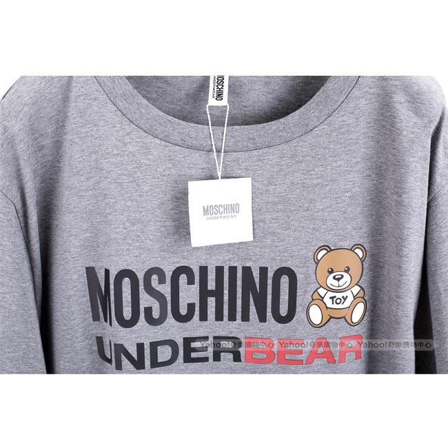 MOSCHINO Underbear 字母泰迪熊寶寶灰色棉質長版短袖T恤