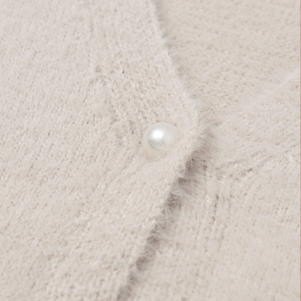 純色珍珠釦馬海毛細針織毛衣背心-OB大尺碼