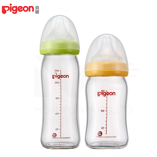 日本《Pigeon 貝親》母乳實感寬口玻璃奶瓶組【240ml+160ml】