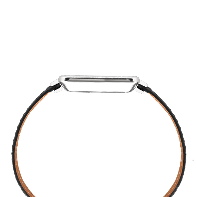 Valentino Coupeau 范倫鐵諾 古柏 輕巧極簡設計腕錶【銀色/黑皮/白珠】