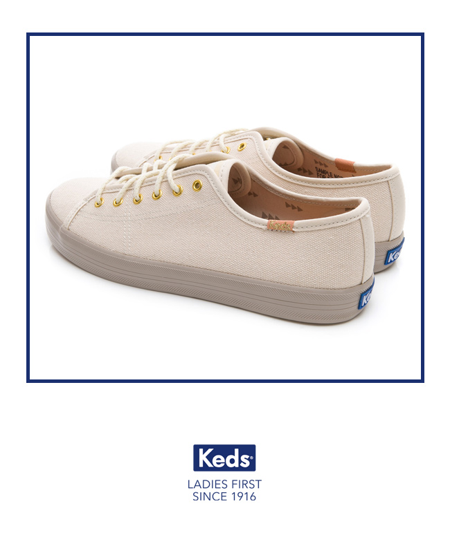 Keds KICKSTART 仿舊綁帶休閒鞋-象牙白