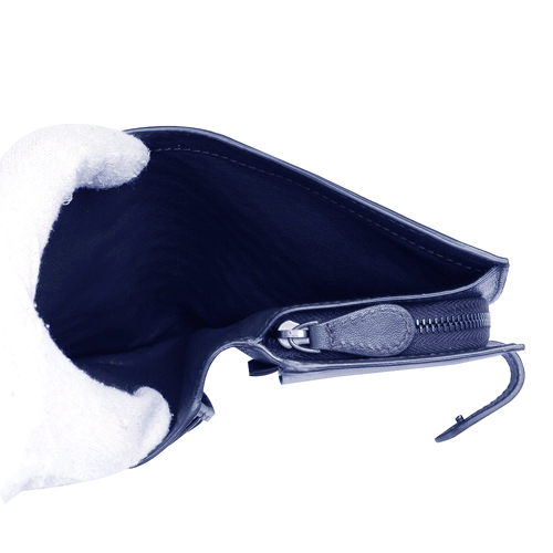 BOTTEGA VENETA 經典編織小羊皮圓皮拉鍊釦式中夾(藍-8卡)