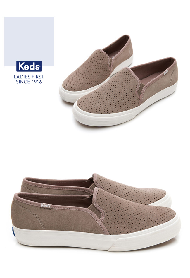 Keds 麂皮沖孔休閒便鞋-褐色