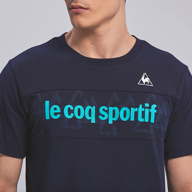 le coq sportif 法國公雞牌胸前裁片文字印花短袖T恤 男女-丈青