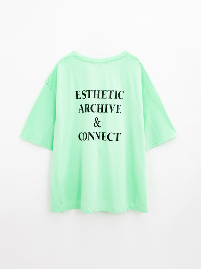 H:CONNECT 韓國品牌 女裝-後印字鈕扣設計T-shirt-綠