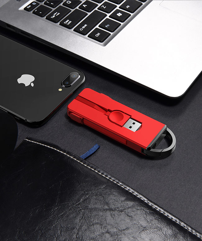 OATSBAS 時尚新設計 Apple&Micro&Type C 鑰匙扣三合一充電線