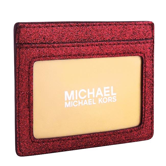 MICHAEL KORS Giftables 亮片牛皮證件名片夾(紅色)