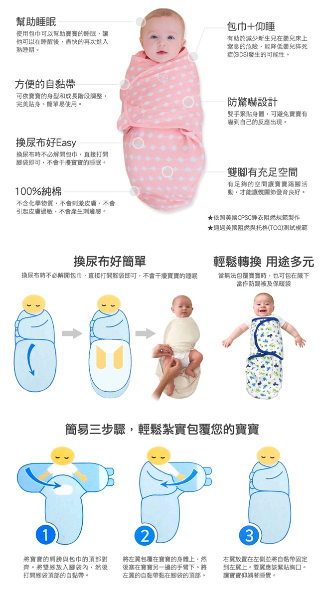 美國Summer Infant 小豆莢恐龍車車+純棉包巾浪漫星 S-3入組