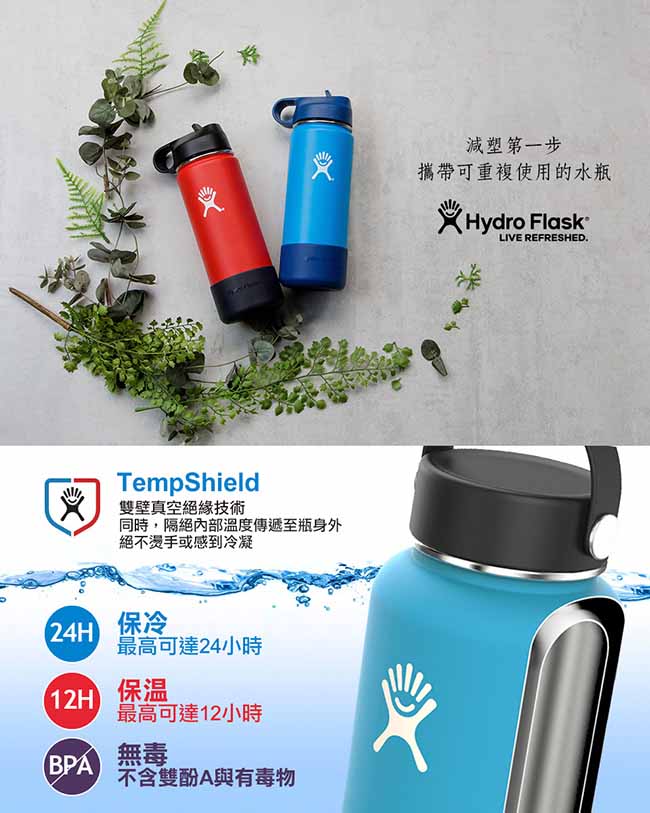 美國Hydro Flask 吸管型寬口瓶蓋 薄荷綠