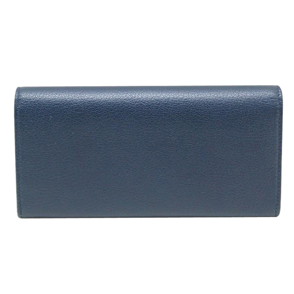 BALENCIAGA METALLIC金框山羊皮釦式長夾(藍色)