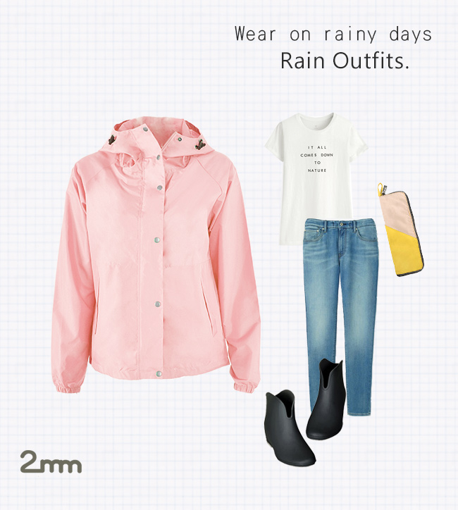 2mm 短版立領款時尚雨衣/風衣(R-C001)-粉色
