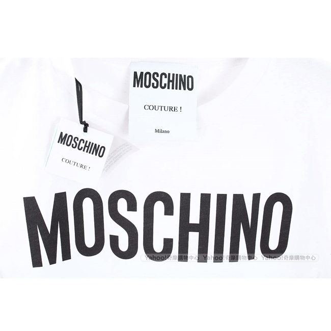 MOSCHINO 品牌LOGO印花白色棉質T恤
